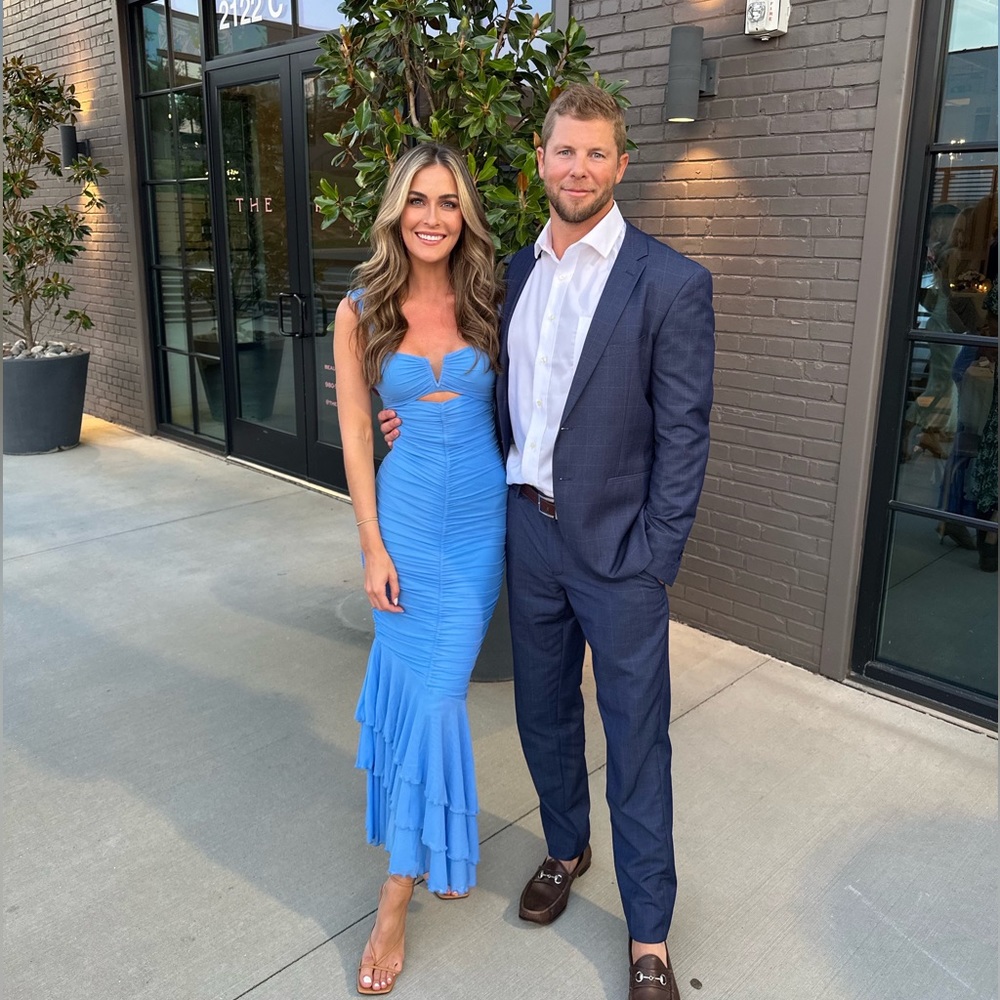 Michael Costello Hilary Gown in Pale Blue - XS